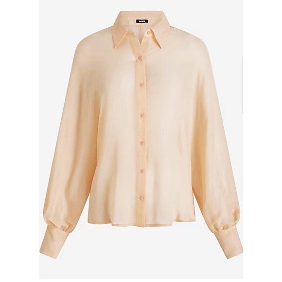 Express Dolman Long Sleeve Sheer Button Down Top Women's Size Medium Peach NWT - Picture 3 of 11